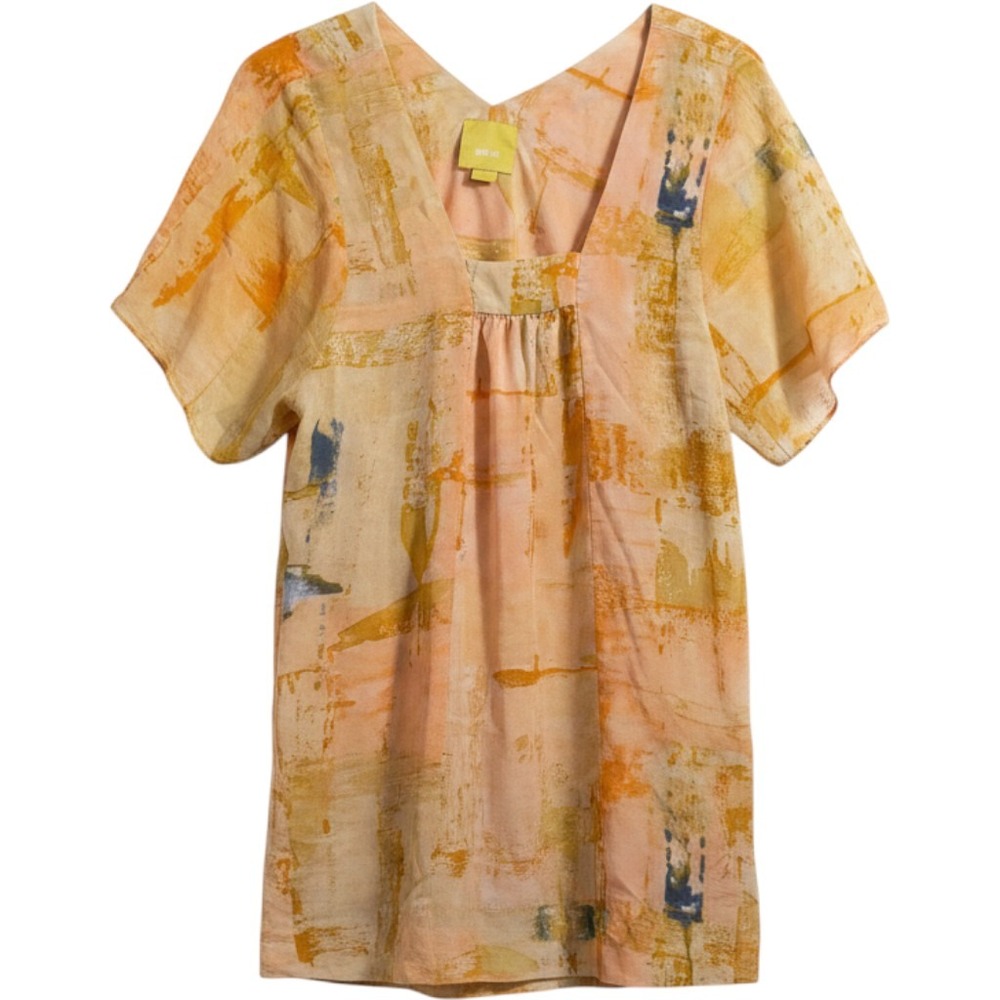 MAEVE Anthro Painted Ume Silk Tunic Mini Dress Art To Wear Watercolor Women 6